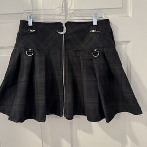 Black Skater Skirt with Moon Zipper Detail